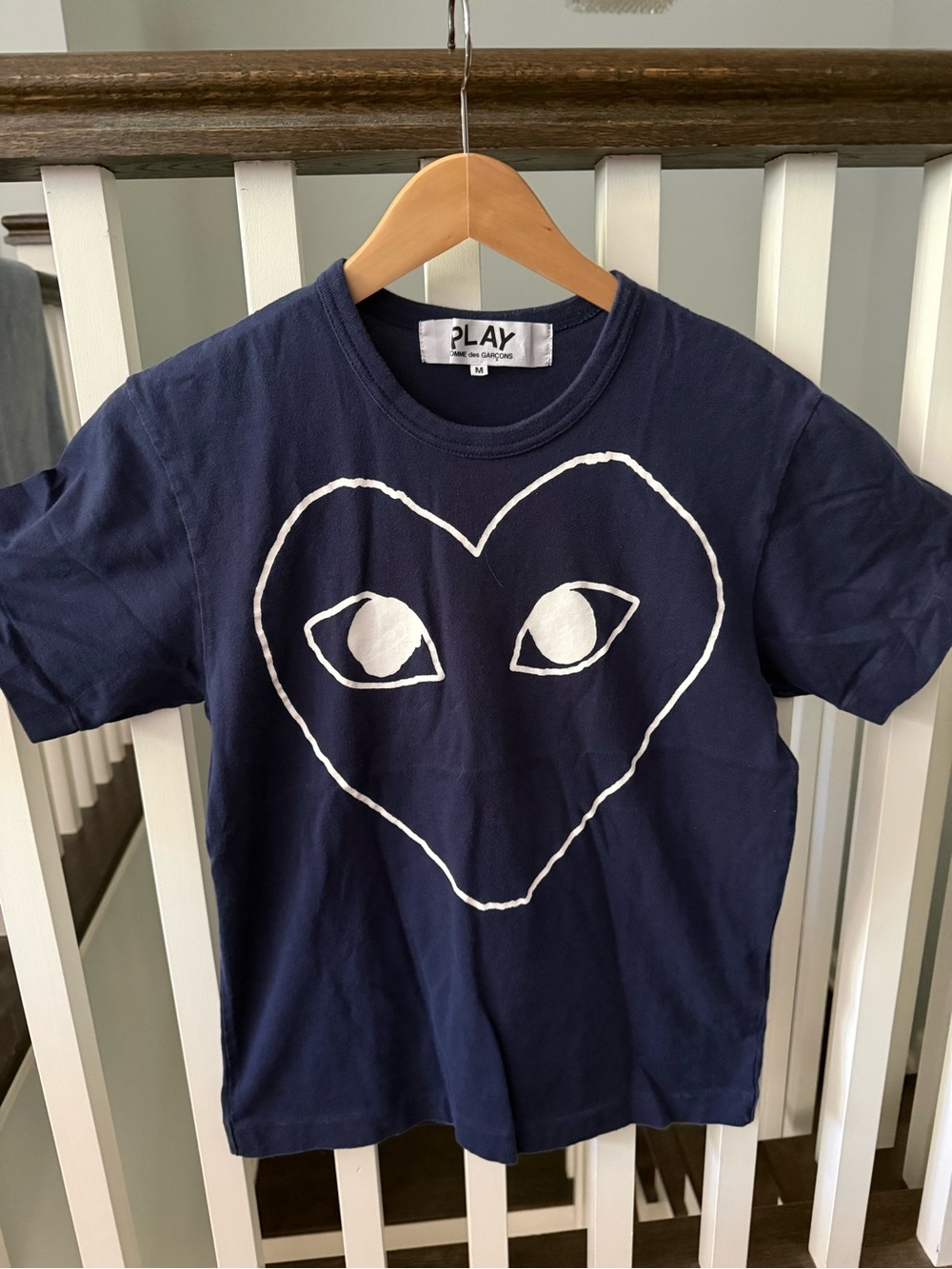 Comme des Garçons PLAY Navy T-Shirt with White Heart Logo